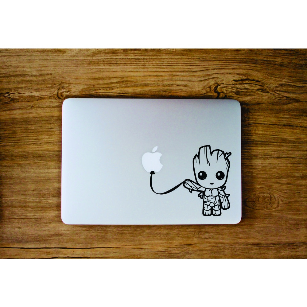 Stiker Apple Balloon Baby Groot - Laptop Decal Macbook Sticker