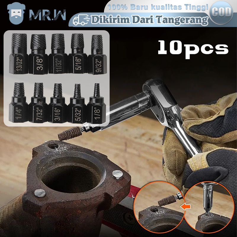 Screw Extractor Set 10pcs Pembuka Baut Dol Hexagon Pembuka Baut Rusak Alat Pembuka Baut Rusak