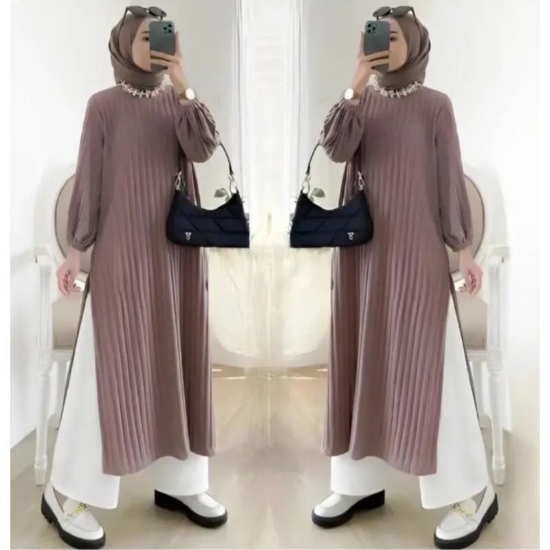 ( JF ) Long Tunik Knit Hornet Premium Wanita Terlaris