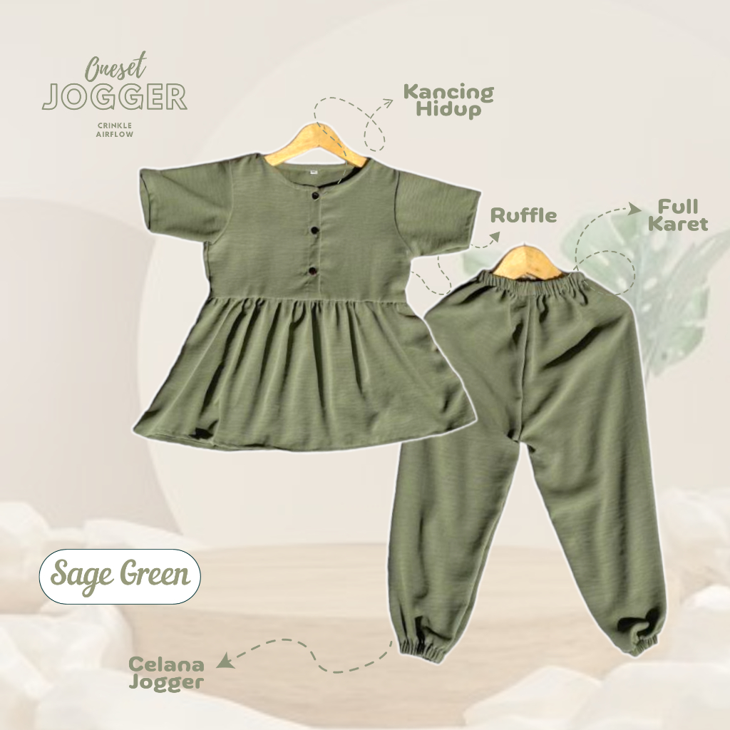 BAJU ANAK SETELAN JOGER ANAK PEREMPUAN//STELAN CRINKLE AIRFLOW