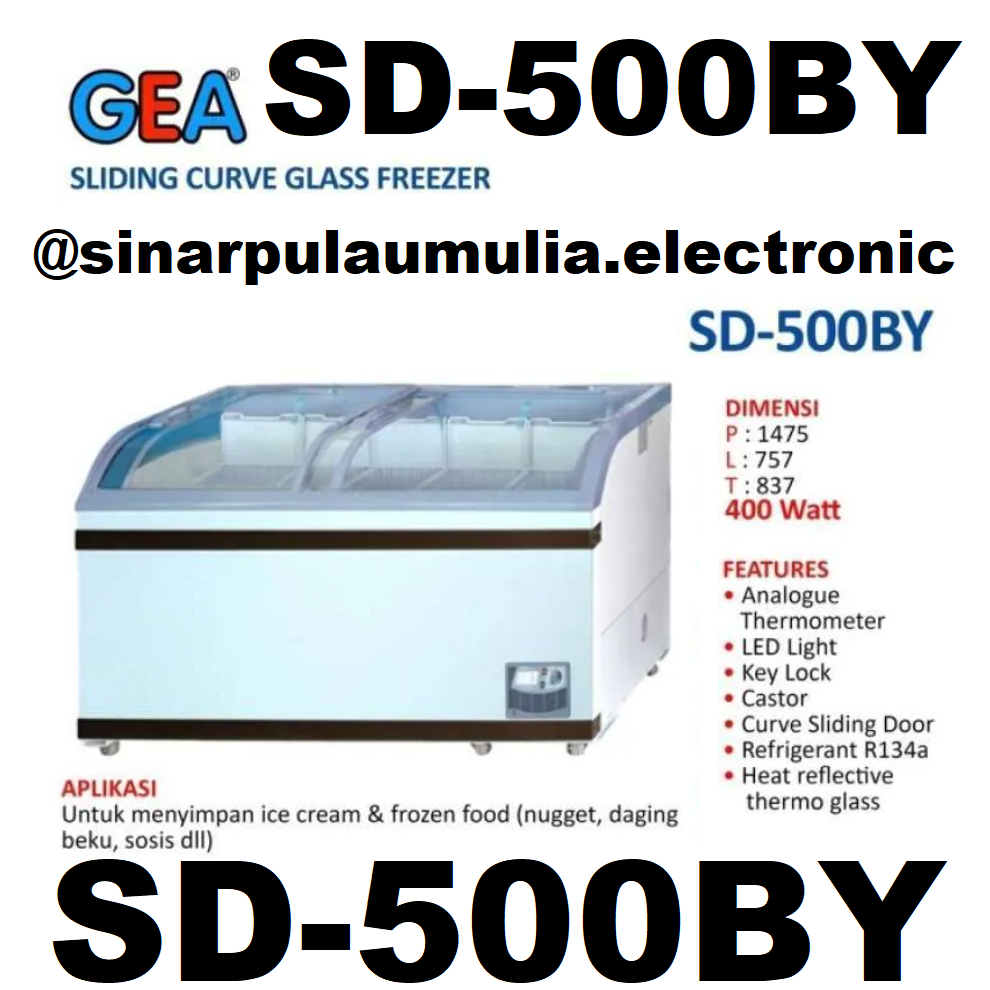 GEA Sliding Curve Glass Freezer Box 500 Liter - SD 500 BY / SD500BY / SD500 BY / SD 500BY