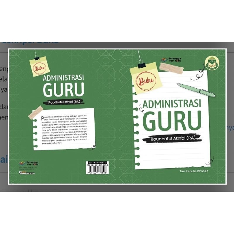 Buku Administrasi Guru Raudhatul Athfal (RA) Erlangga