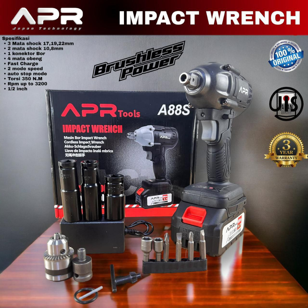 impact wrench APR JAPAN 88V standart AP26 lebih powerfull mesin pembuka baut roda ban mobil motor CV