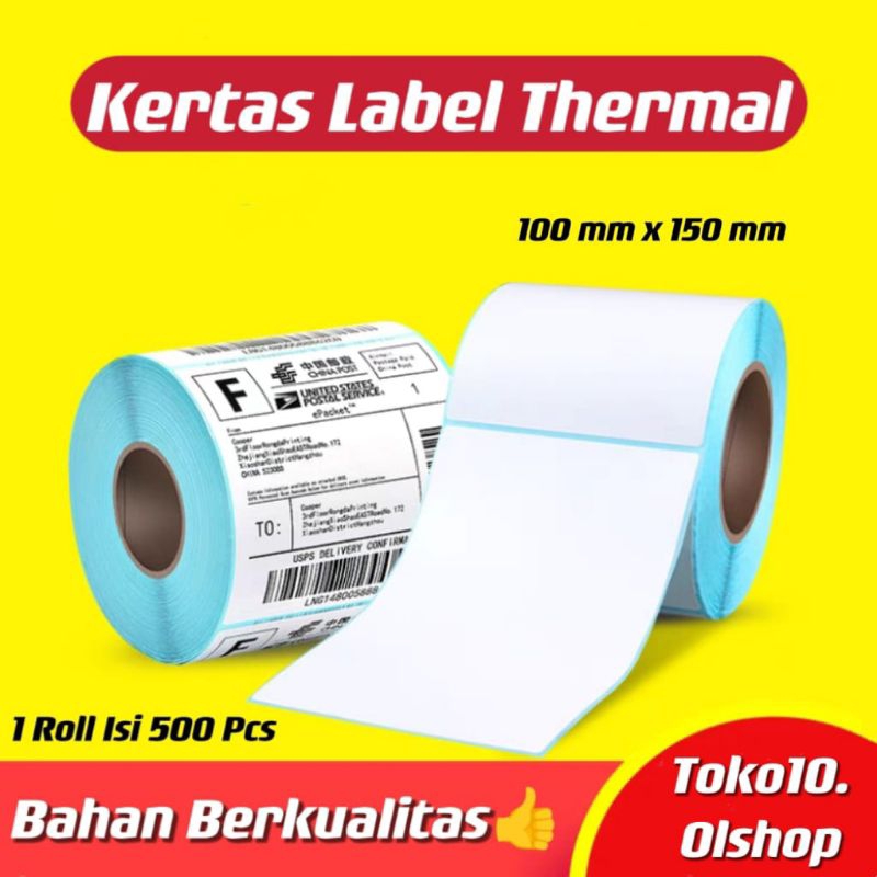 

Label Thermal 100x150 ukuran A6 isi 500⭐ Toko10 ⭐