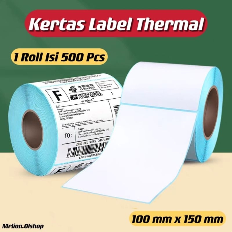 

Kertas Thernal ROLL 100x150 isi 500 pcs/ Label Thernal barcode ⭐ Mrlion ⭐