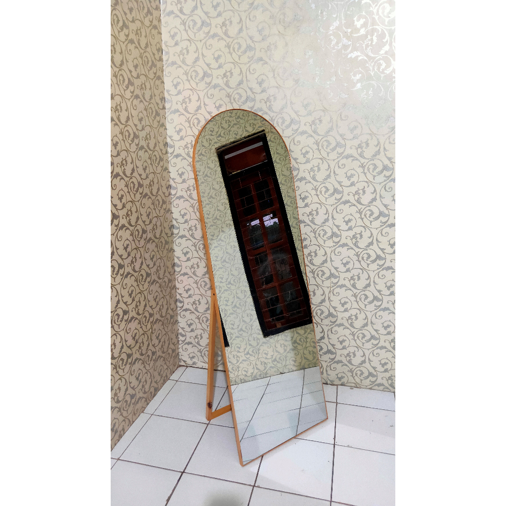 Standing Mirror Oval Frameless Fullbody 150x50cm Kaca Cermin Aesthetic