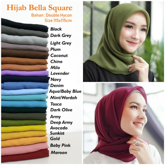 Hijab Segi Empat Pollycotton Bella Square / Kerudung Grosir Murah