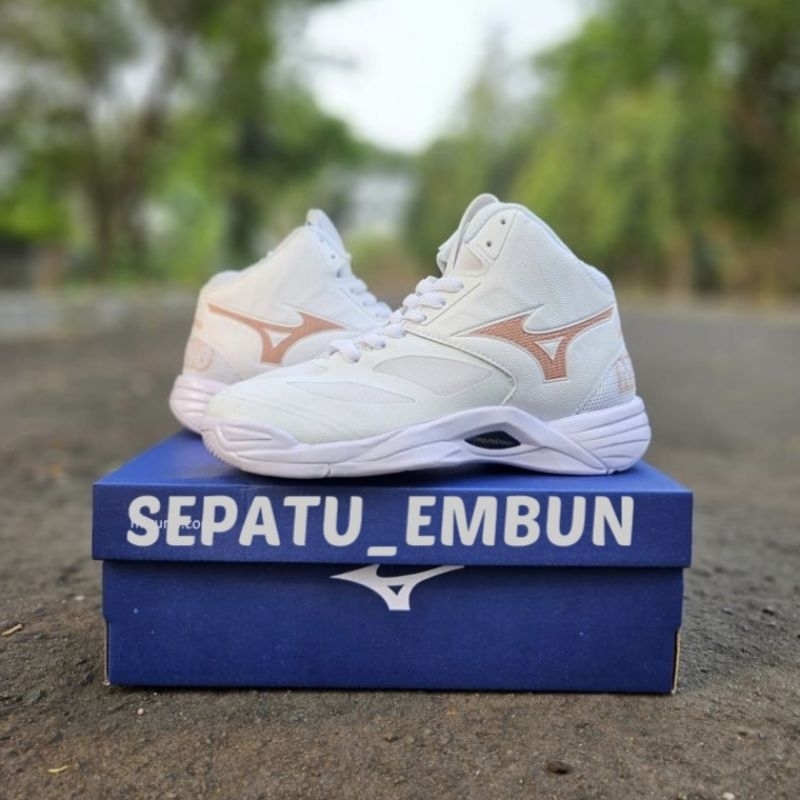 Sepatu Mizuno Wanita Putih Coklat Sepatu Voli Mizuno Olahraga Volli Cewek 37-40