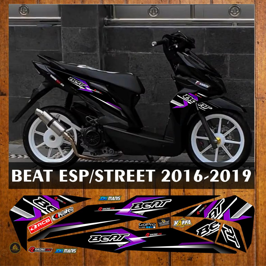 Stiker Variasi Beat Esp/Street New Fi Striping Custom Decal List Beat New  List Ungu