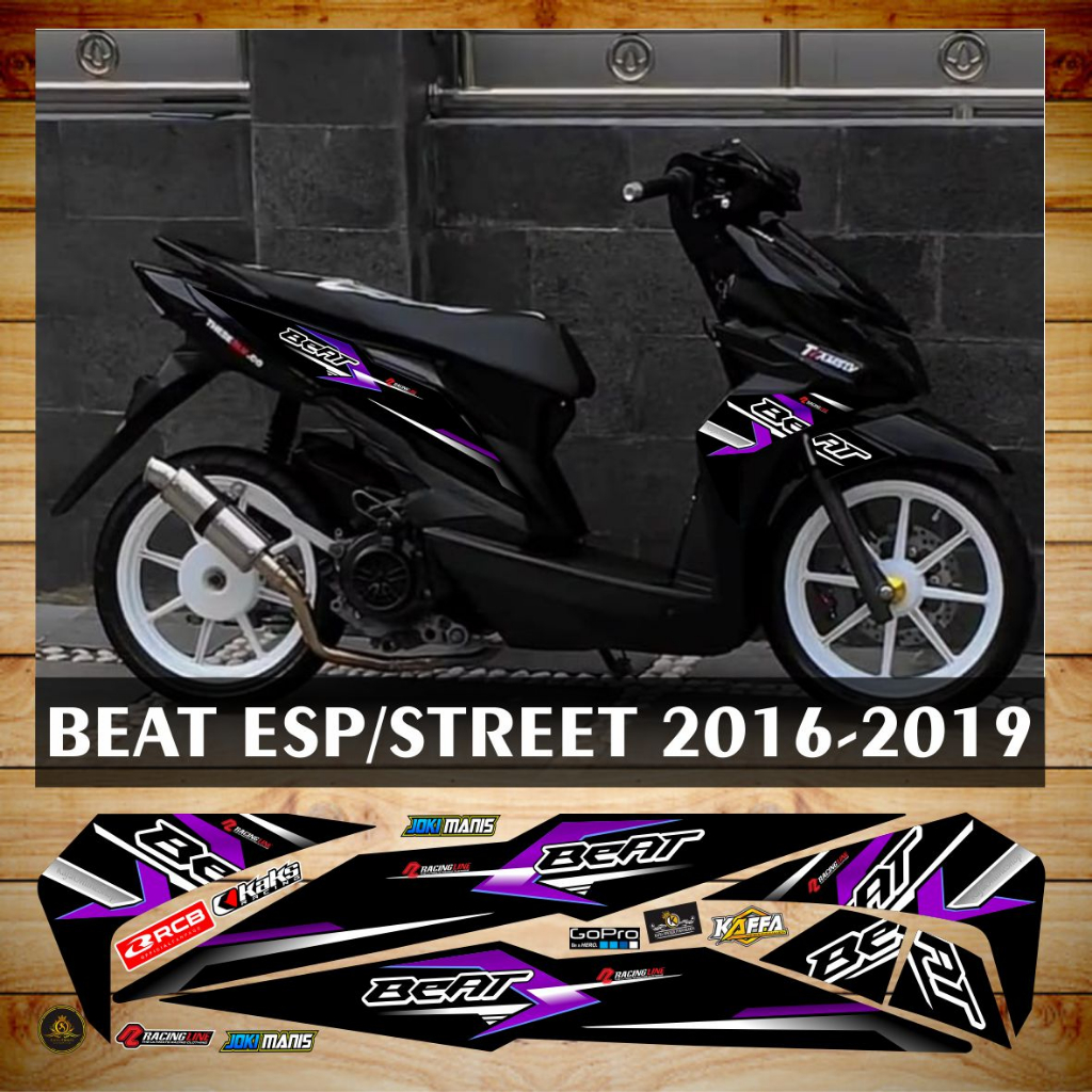 Stiker Variasi Beat Esp/Street New Fi Striping Custom Decal List Beat New Polet Ungu