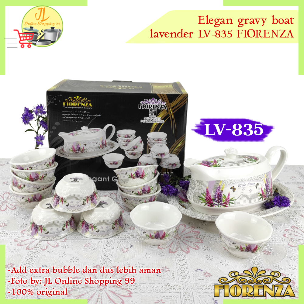 FIORENZA elegant gravy boat set ceramic  motif lavender LV-835