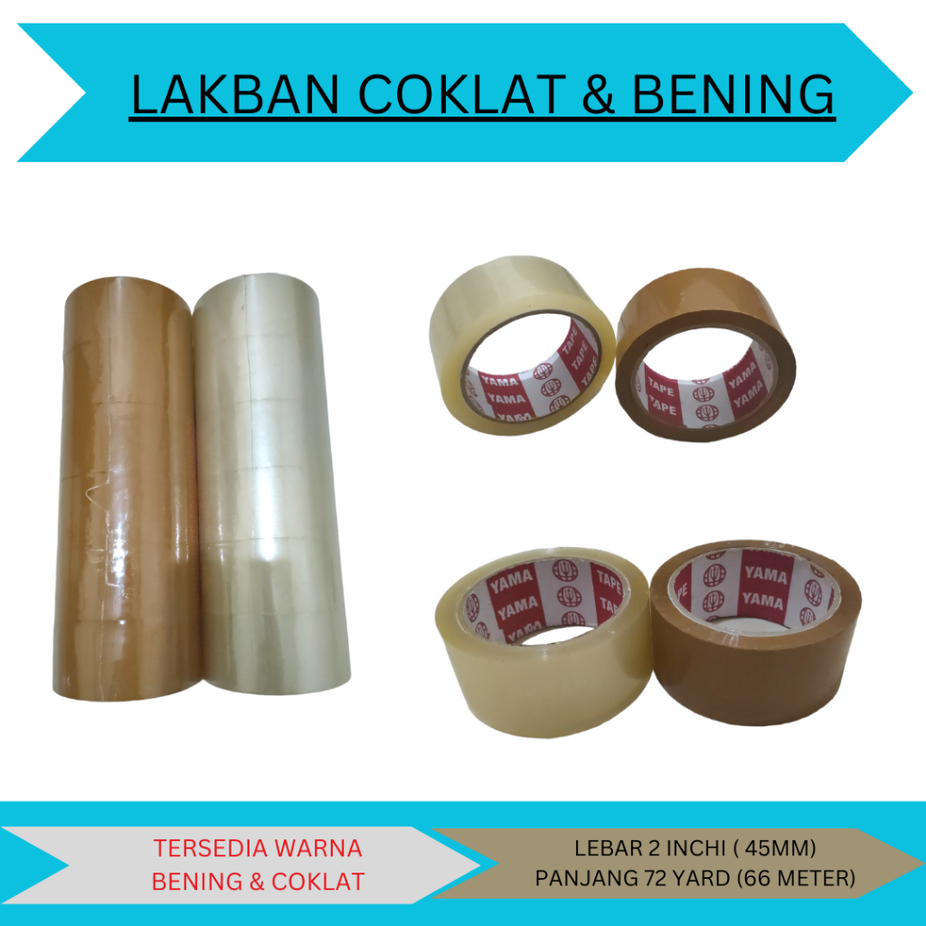

Lakban Bening Dan Coklat 72 Yard, Ready Stock