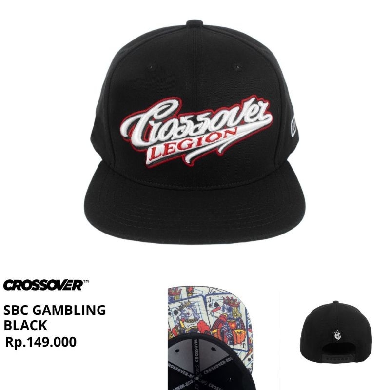 Topi Snapback Crossover Bdg Hitam Gambling All Size