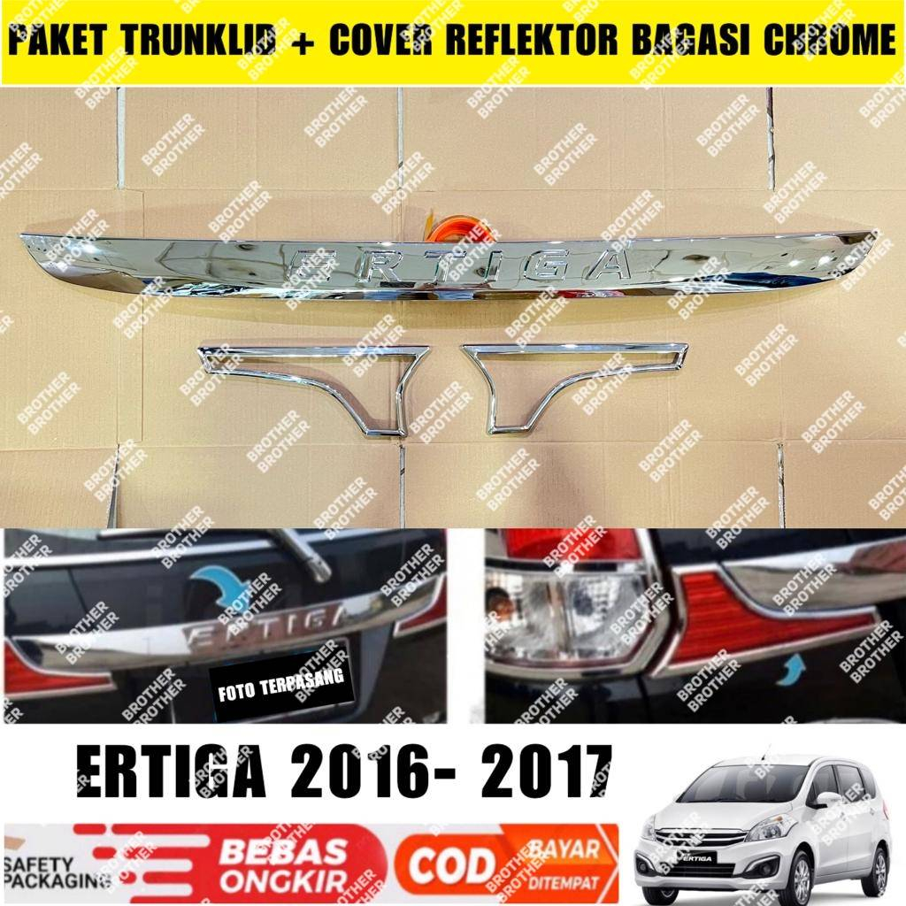 Paket Trunk Lid Reflektor Bagasi New Ertiga 2016 2017 Emboss Cover Chrome