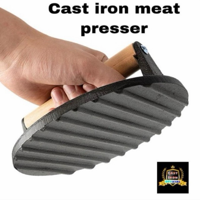 Cast iron meat presser grill 7 inch press skillet besi cor ancuran