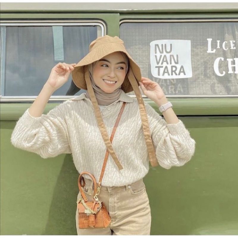 Topi Pantai_ Wide Bucket Hat_ Topi Selegram_ Topi Viral_ Topi Wanita