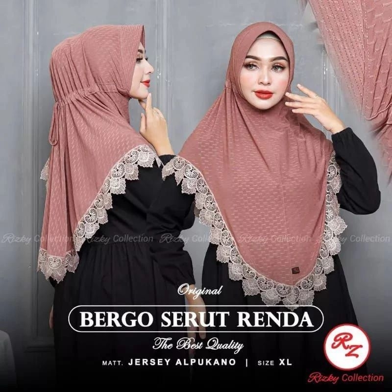 HIJAB BERGO SERUT RENDA PRADA || HIJAB INSTAN PRADA SERUT RENDA || HIJAB