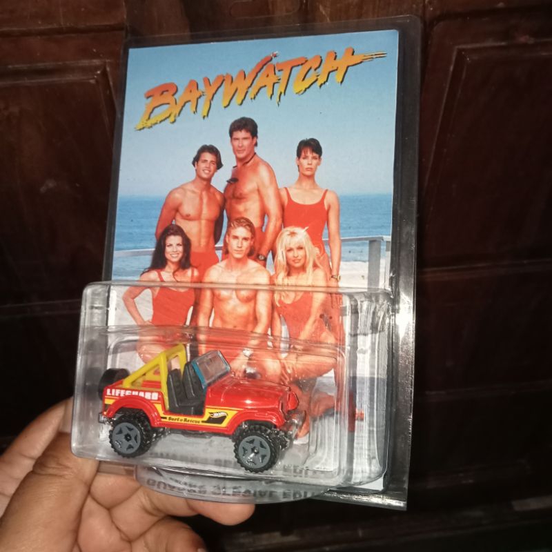 Custom Card Baywatch Tv Series Jeep Cj7 Red Off Roads Hw Hot Wheels Hotwheels Bday Gift Hadiah Kado 