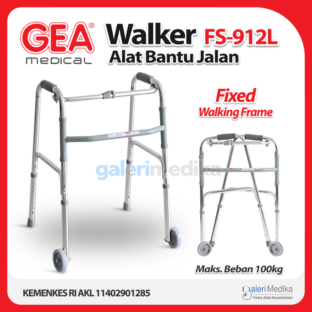 Walker Alat Bantu Jalan dengan roda - GEA FS912L / FS-912L / FS 912 L (Khusus Gosend)