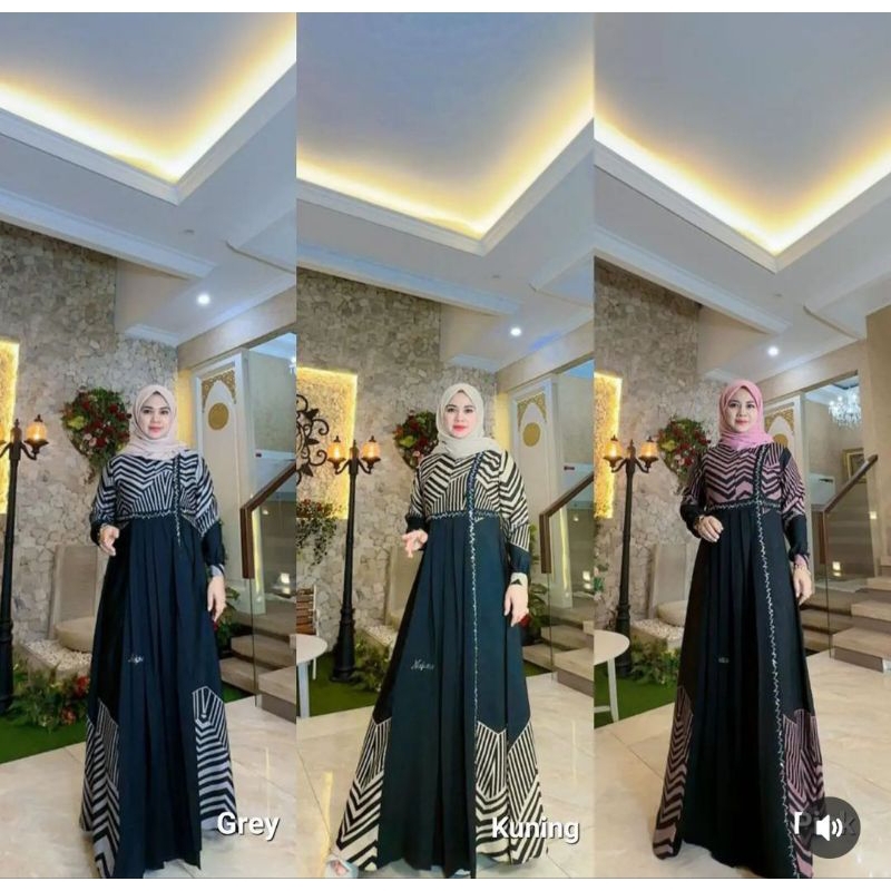 [Tanpa Hijab]Gamis Nazwa Matte Lotus Embouss.