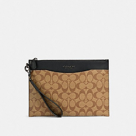 coach men clutch in signature (COACH 91285) brown