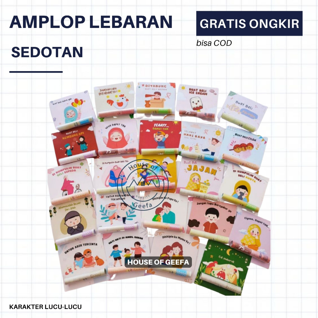 

Amplop Lebaran Sedotan 1 Pack isi 10 Pcs - Amplop Ampau - Ampo - Angpao Custom - Amplop THR Idul Fitri 2024