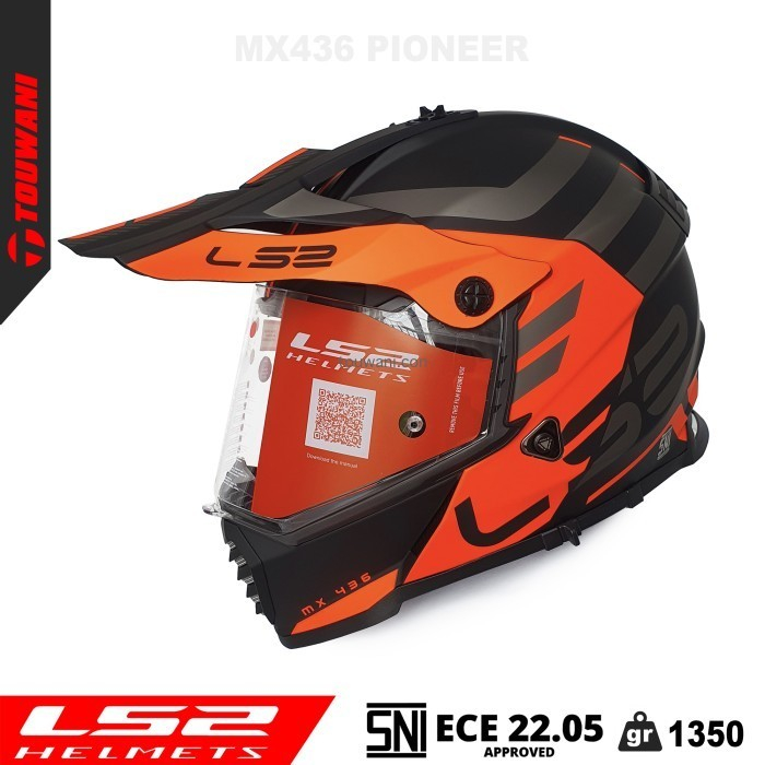 Helm Trail Adventure LS2 MX436 Pioneer Evo Adventure Matt Black Orange