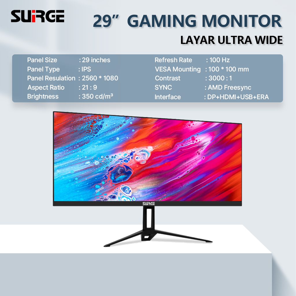 SUIRGE Monitor 29 inch 100Hz High Refresh Rate 2K QHD IPS Panel Gaming Monitor