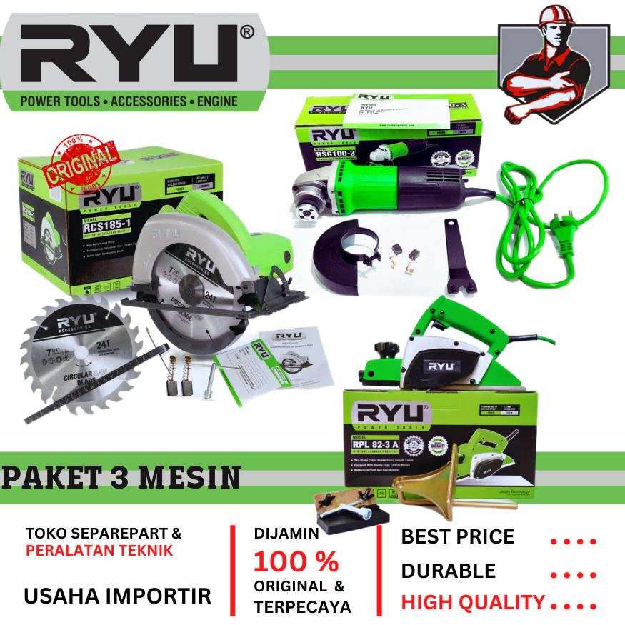 Promo Paket 3 Mesin Alat Tukang MESIN PROFIL  WOOD TRIMMER RTR6-1 / MESIN CIRCLE RYU RCS-185-1 / GRE