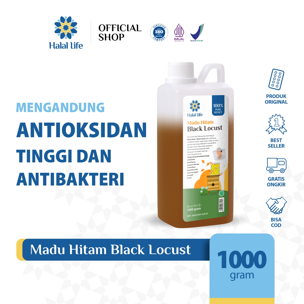 

MADU AKASIA 100% Madu Asli [Madu Hitam - Black Locust] Mengandung antioksidan tinggi, antibakteri, pendukung program diet dan memelihara kesehatan kulit serta mencegah penyakit kronis