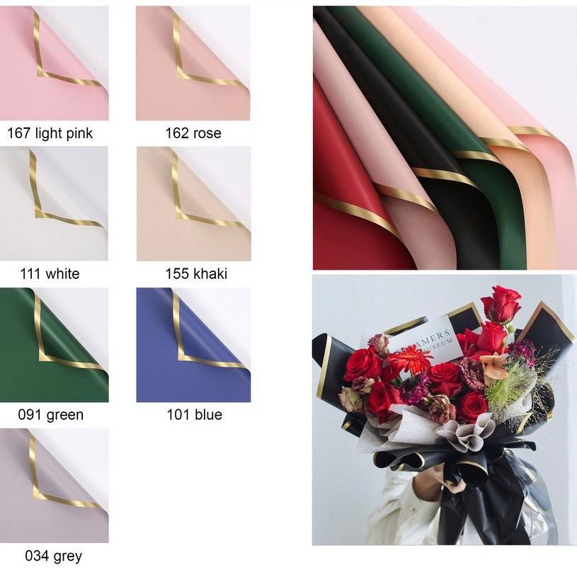 

[5lembar] KERTAS FLOWER WRAPPING CELLOPHANE ECER KERTAS BUKET BUNGA HAND BOUQUET Solid Gold Frame