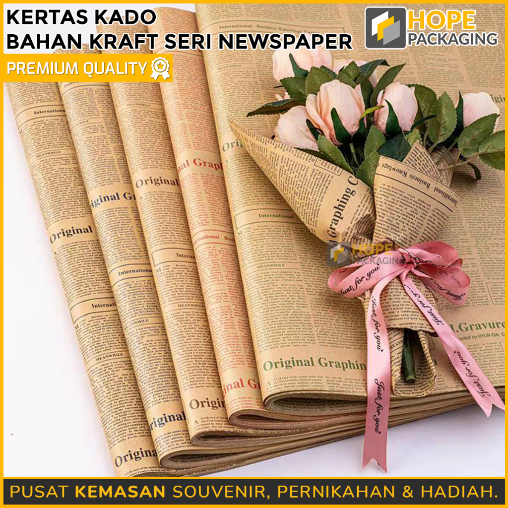 

[Harga / 3 Pcs] Flower Wrapping Paper Koran Newspaper Kertas Buket Bunga Florist / Kertas Kado Kraft Vintage Koran Newspaper Motif Korea / Kertas Kado Coklat