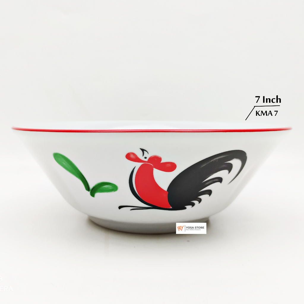 Mangkok Keramik Mie Ayam Bakso Motif Ayam KMA 7 Inch Kedaung - 1 Pc