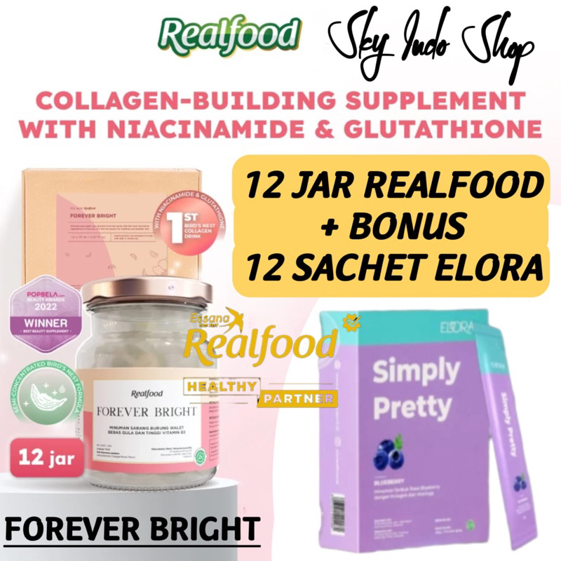 

Realfood Forever Bright ( P.12 Bonus 12 Sachet Kolagen Elora ) | Suplemen | Vitamin | Asam Amino | Asam Sialat | Kolagen | Minuman Sarang Burung Walet | Untuk Kecantikan & Mencerahkan Kulit | BPOM & HALAL