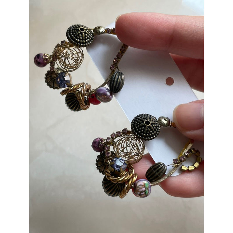 Vintage Y2K Classy Beads Earrings Earring Anting Korea