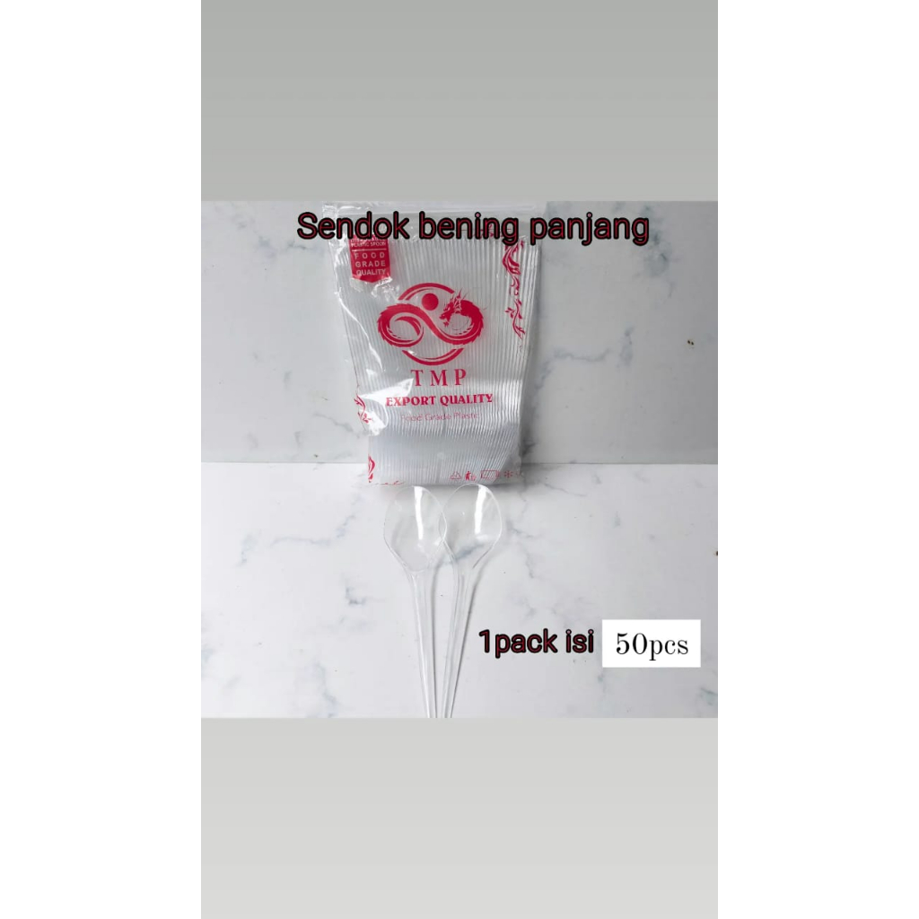 Sendok Garpu Makan Plastik Panjang Bening Transparan food grade / Cream Putih Susu kuat Tebal Medan 