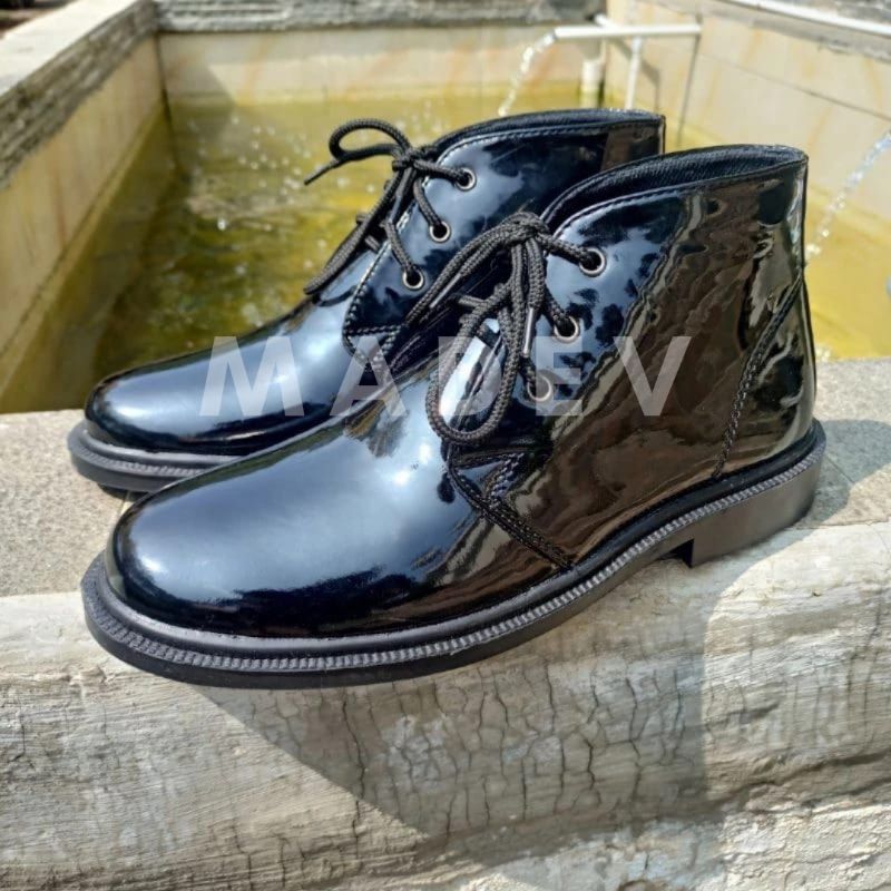MADEV Sepatu PDH Pantofel Dinas Pria TNI Polri Satpam Security Hitam Mengkilap Kulit Berkualitas