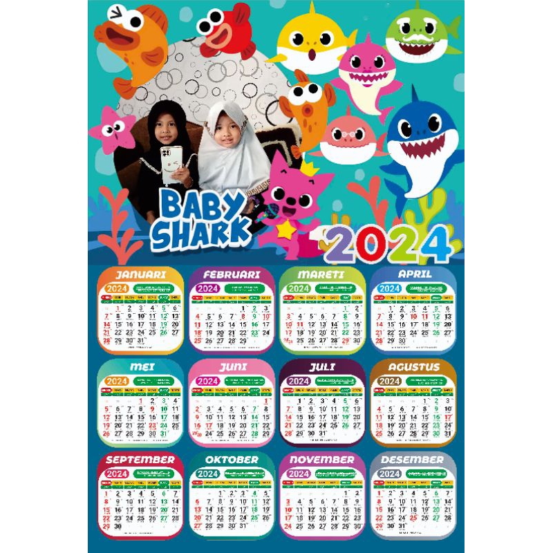 

kalender 2024 karakter custom tambah foto lucu