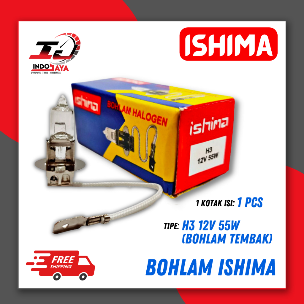 [BAYAR DI TEMPAT] BOHLAM DEPAN ISHIMA H3 12V 55W / BOHLAM TEMBAK / LAMPU TEMBAK / LAMPU JAUH / BOHLA