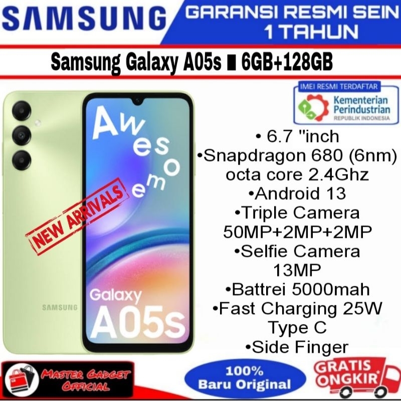 hp samsung A05s ram 6gb 128gb BARU & SEGEL Garansi Resmi SEIN 1 tahun