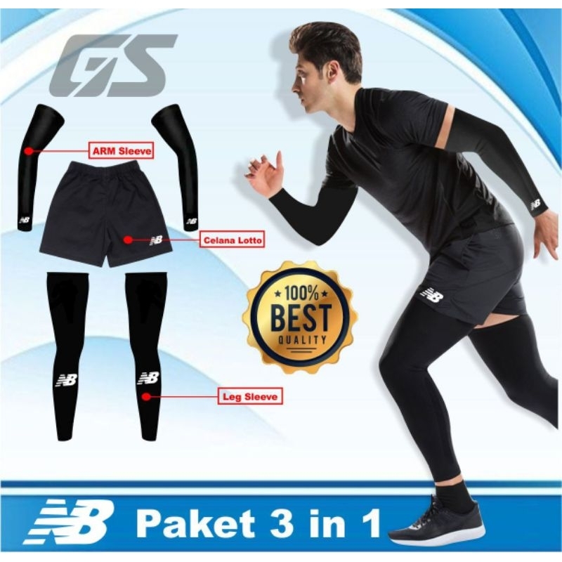 Paket hemat deker tangan polos celana pendek tebal deker kaki futsal