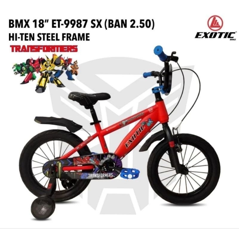 Sepeda Anak BMX Ukuran 16 / 18 Exotic 9987 SX Transformer Ban 2.5 Murah / Sepeda Anak Laki
