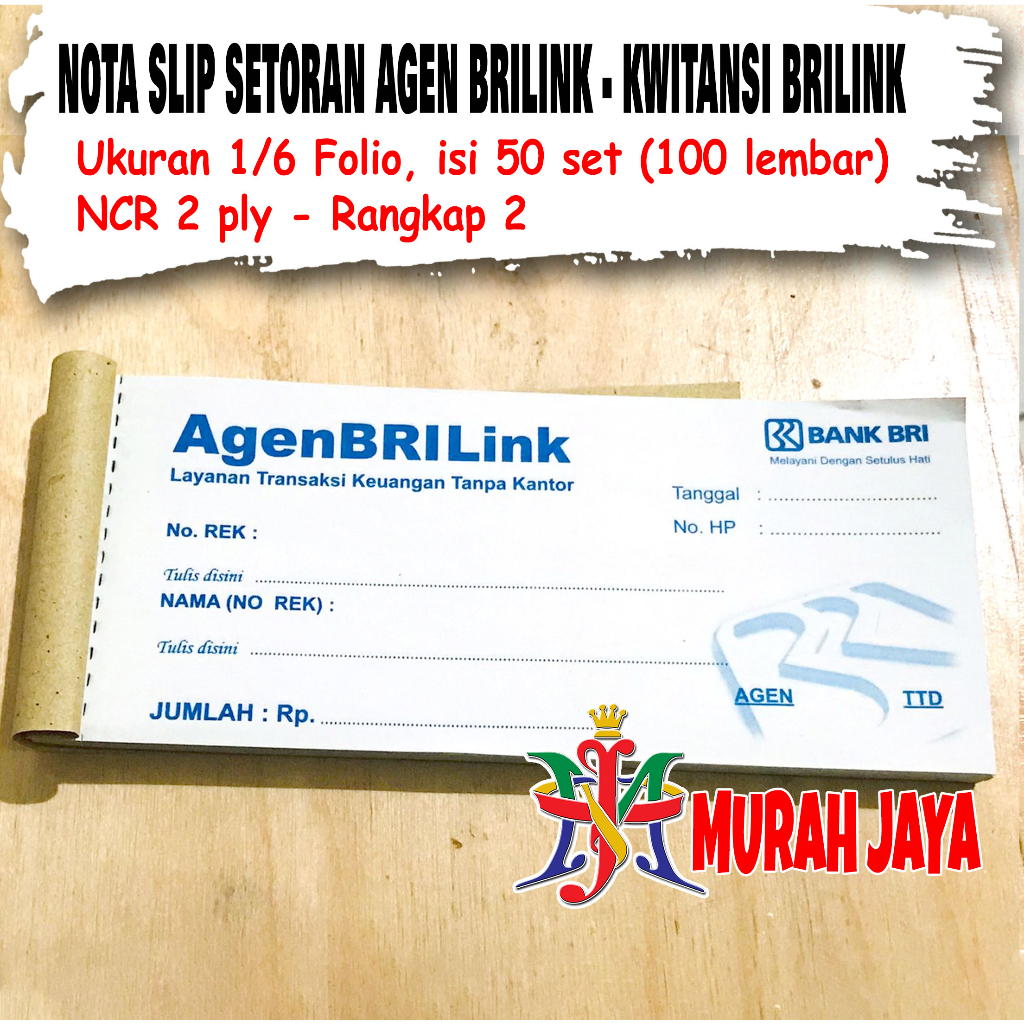 NOTA SLIP SETORAN AGEN BRILINK - KWITANSI BRILINK