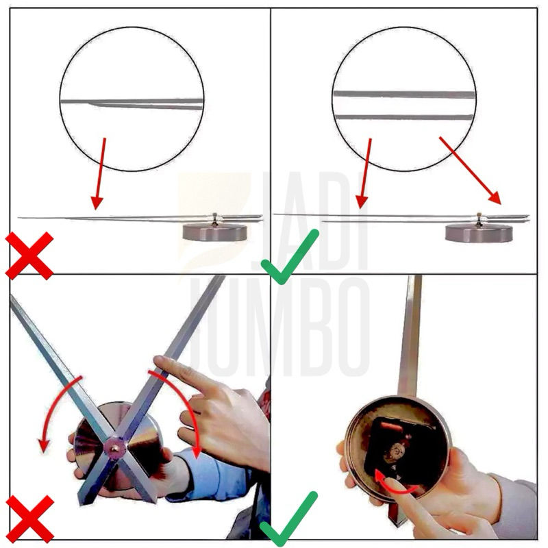 Paket Jarum Jam Jumbo Panjang Jarum Jam 31.5cm Panjang Jarum Menit 39cm