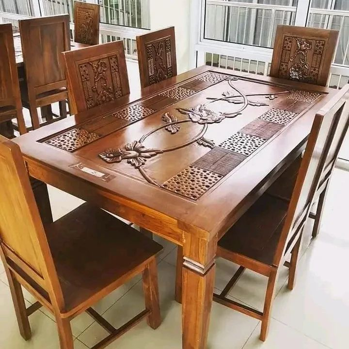 Promo diskon Meja Makan Minimalis Ukiran Jepara Bahan Kayu Jati Asli Harga Murah