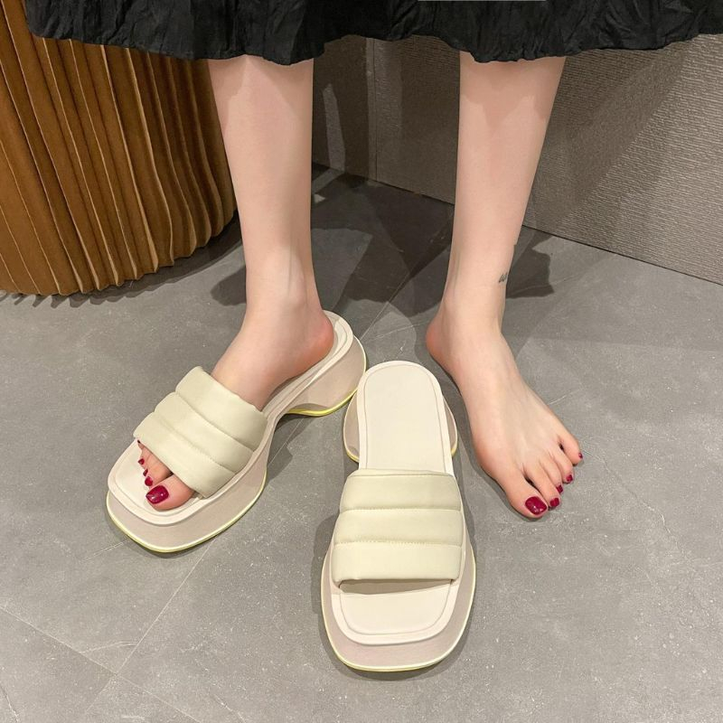 PROMO AQ-2113 Wedgesslop Sandal Wanita Fashion Import Sol Tebal