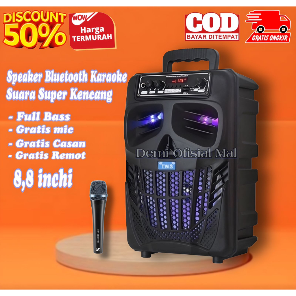 MEGA BASS Speaker Karaoke Bluetooth Ukuran Besar Free Mic Remot Casan / Salon Spiker Aktif Jumbo Kar