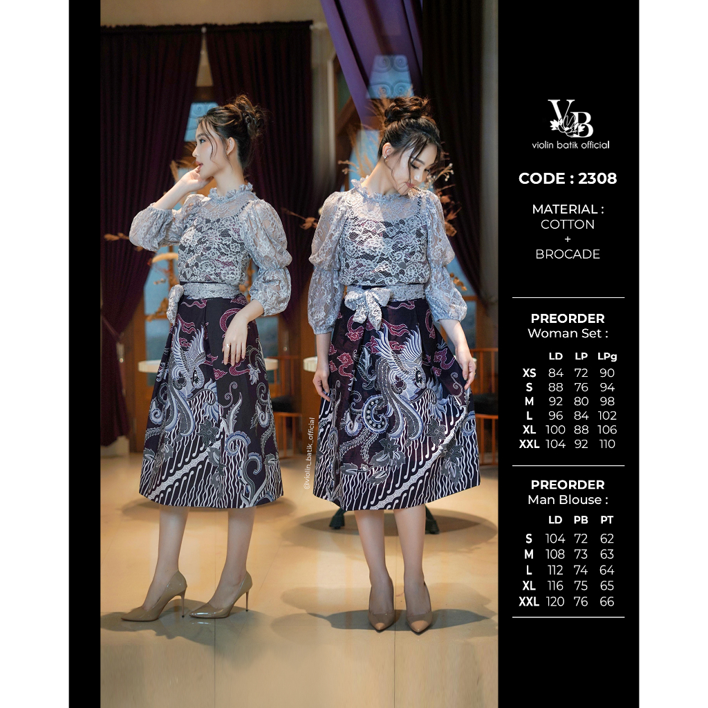 Stelan Batik Katun Outer Brokat 2308