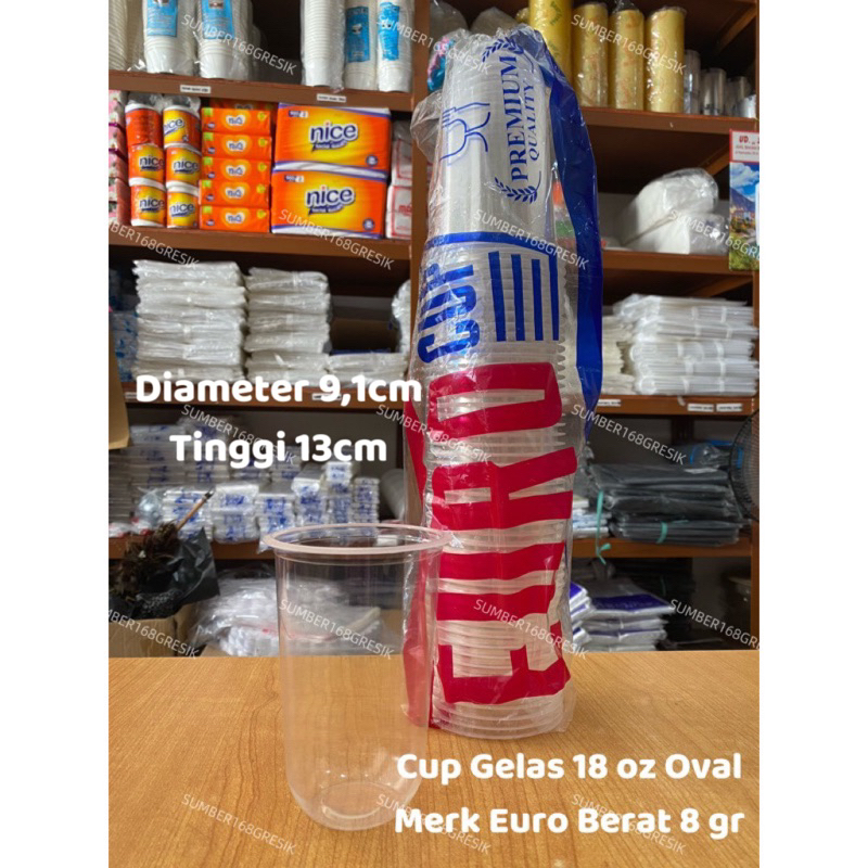 [50pcs] GELAS 18 Oz 22 Oz OVAL EURO | CUP OVAL 18 Oz 22 oz EURO | GELAS PLASTIK OVAL 18 Oz 22 Oz