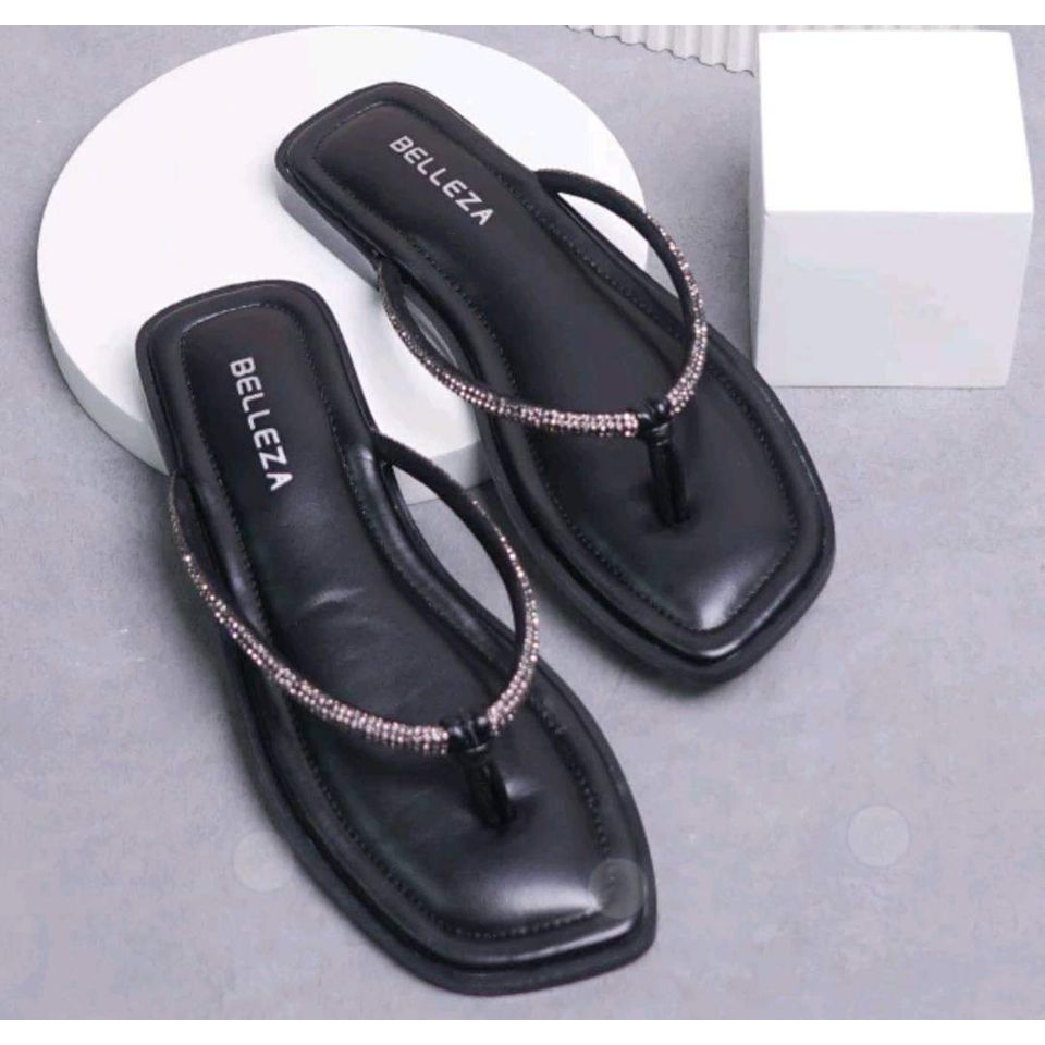 sandal wanita teplek/sendal tali jepit kristal gliter sandal flatshoes wanita/flatshoes wanita elega